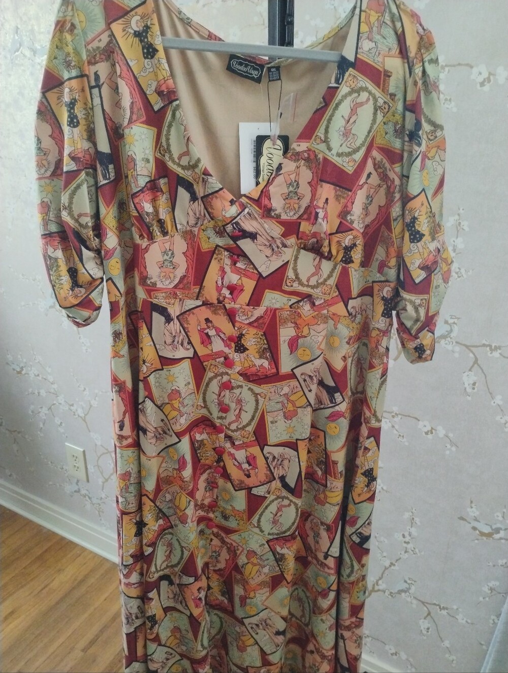 Voodoo Vixen Multi-Color Tarot Card Print Maxi Dress